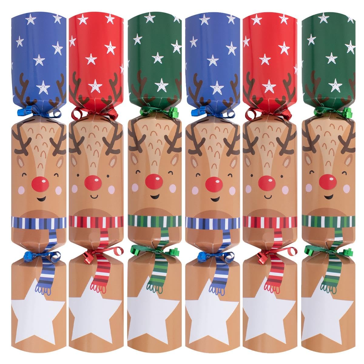 Harvey & Mason Pack of 6 Racing Reindeer Christmas Crackers - 12" Interactive Game Adults Xmas Holiday Dinner Table Decorations - Novelty Fun Prizes Gifts Contains Hats Jokes