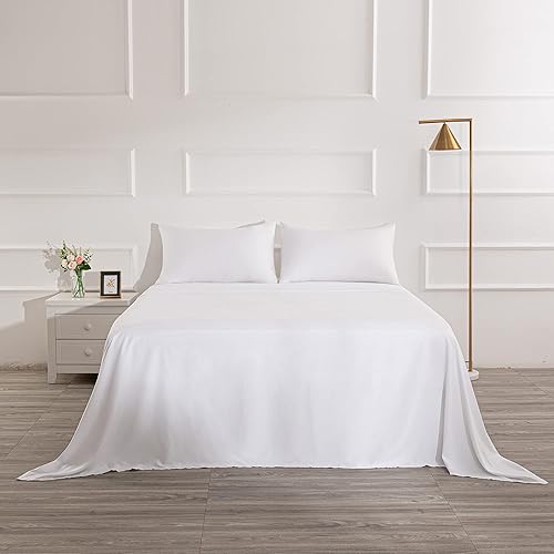 Miniatura 2 de Juego de sábanas de algodón de 400 hilos, tamaño individual, color violeta, 4 piezas, 100% algodón grapado, juego de sábanas de algodón suave con