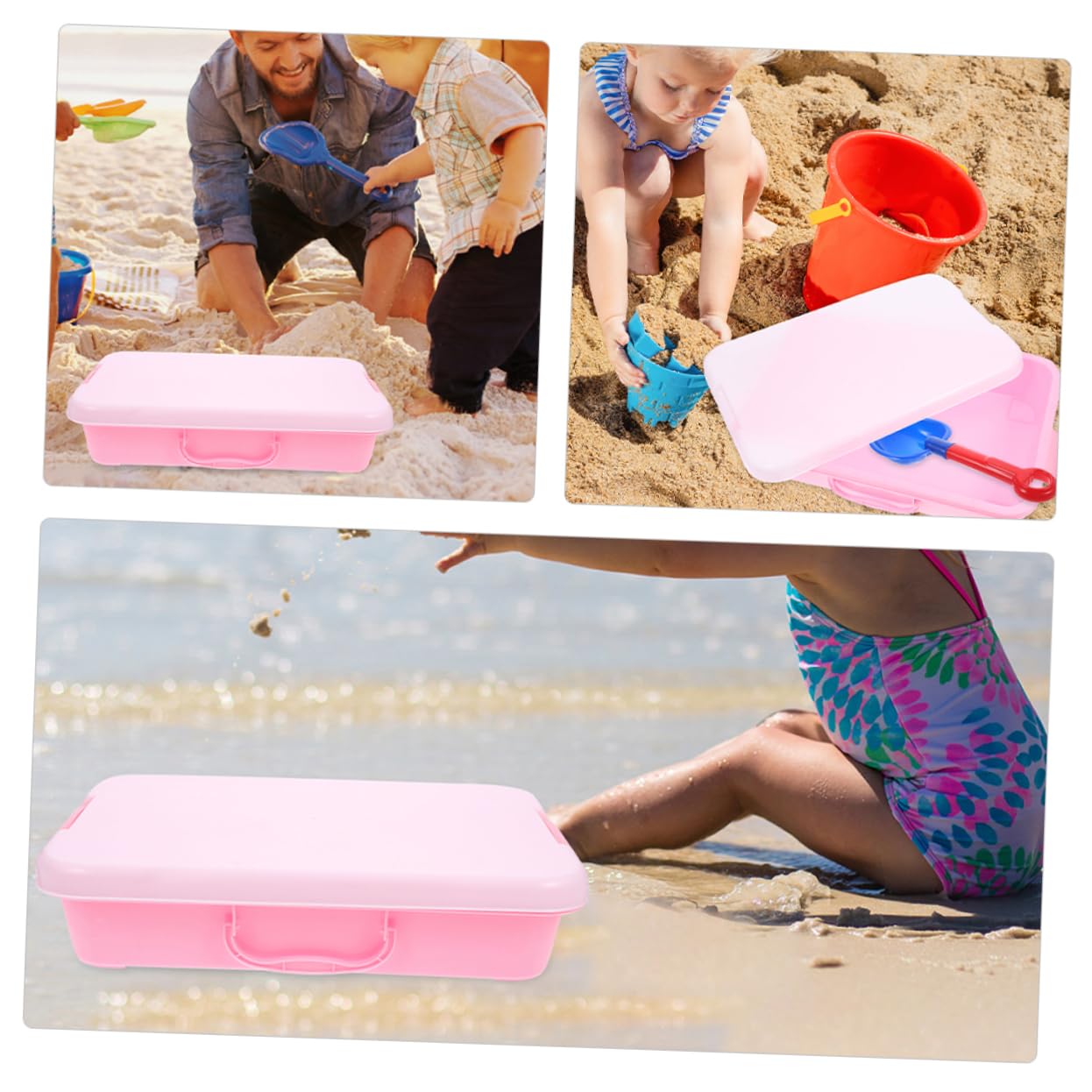Abaodam 2 Handheld Trays Storage Outdoor Portable Sandbox with Lid Safe Durable