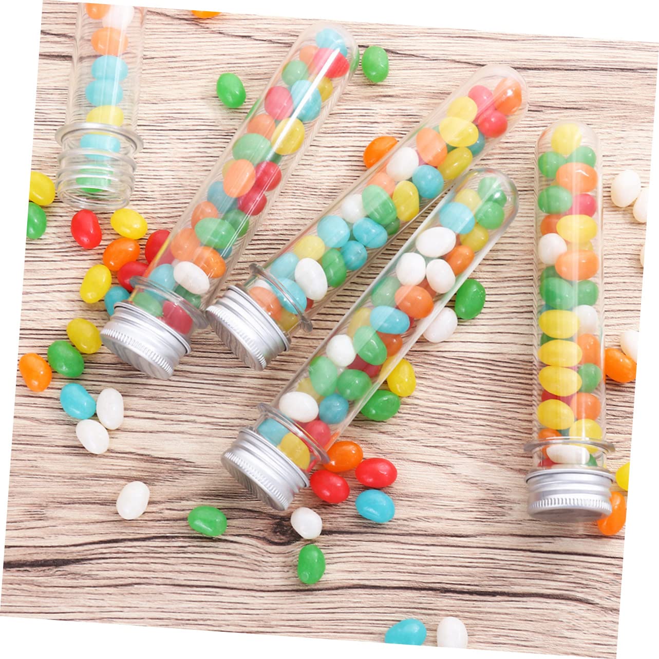 Healvian 50 Piezas Frascos de Tubo de Ensayo Transparentes para Baño y Dulces Tubos de Almacenamiento de Pet