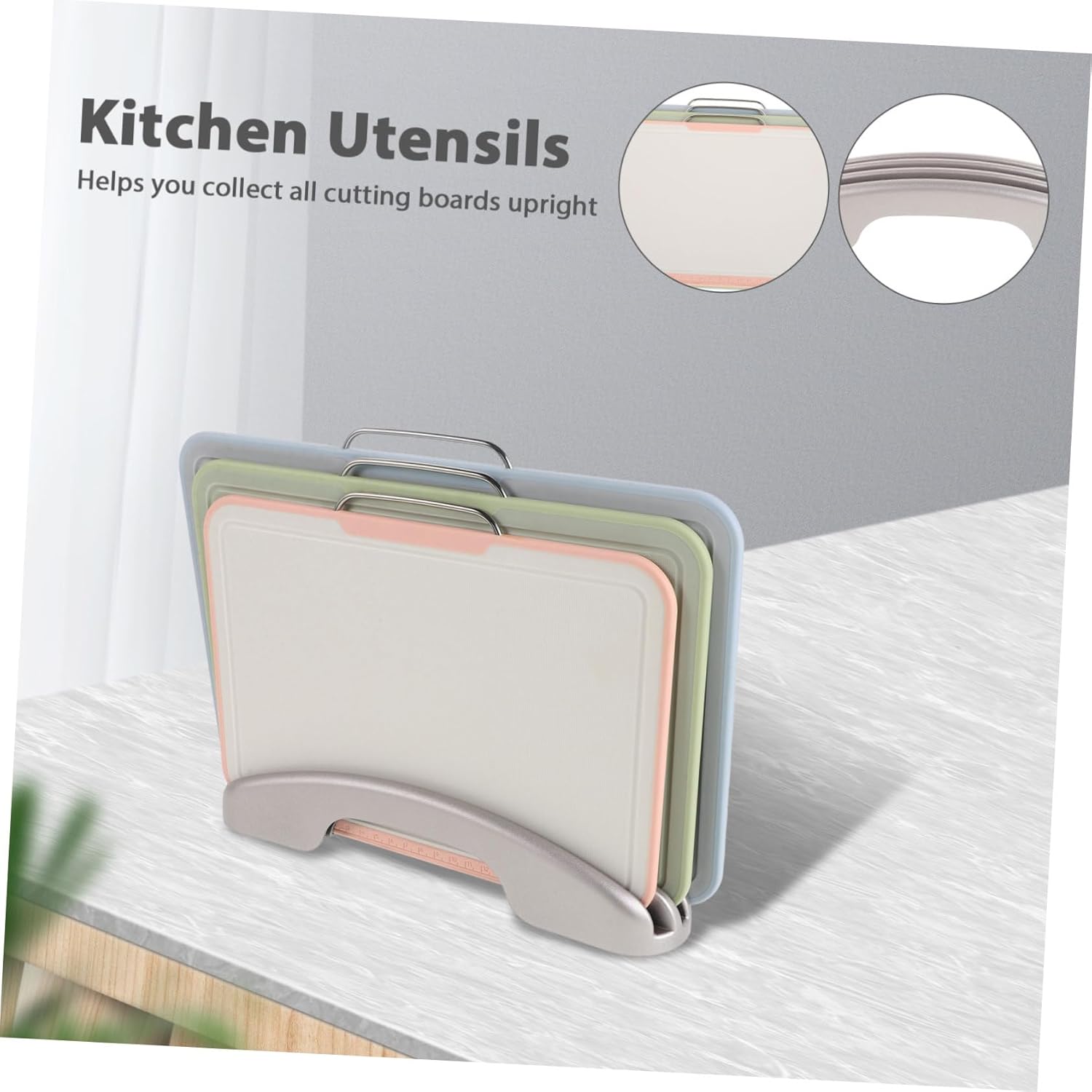 Plastic Cutting Boards Set with Holder Non Slip Chopping Boards for Meat Veggies Fruits Easy Storage Versatile Kitchen Prep