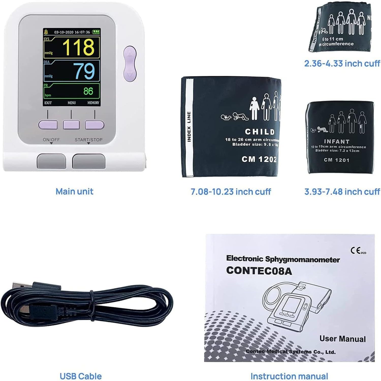 BLUEZY Monitor Presión Arterial Veterinaria, Veterinario/Animal Gato/Perro Monitor Electrónico Automático De Presión Arterial, Tensiometro, Medidor Tension Arterial Incluye Tres Puños