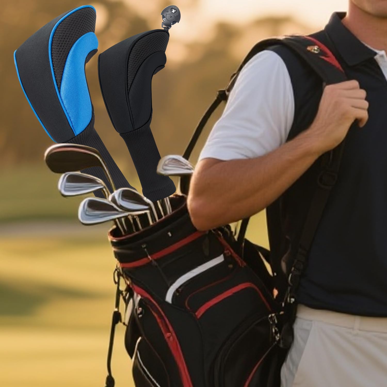 Wood Headcover Golf Club Covers Driver Headcovers Nylon Head Covers Designed to Fit All Woods - 3/4/5/6 Pack/Set Golf Accessories Suitable for Men and Women