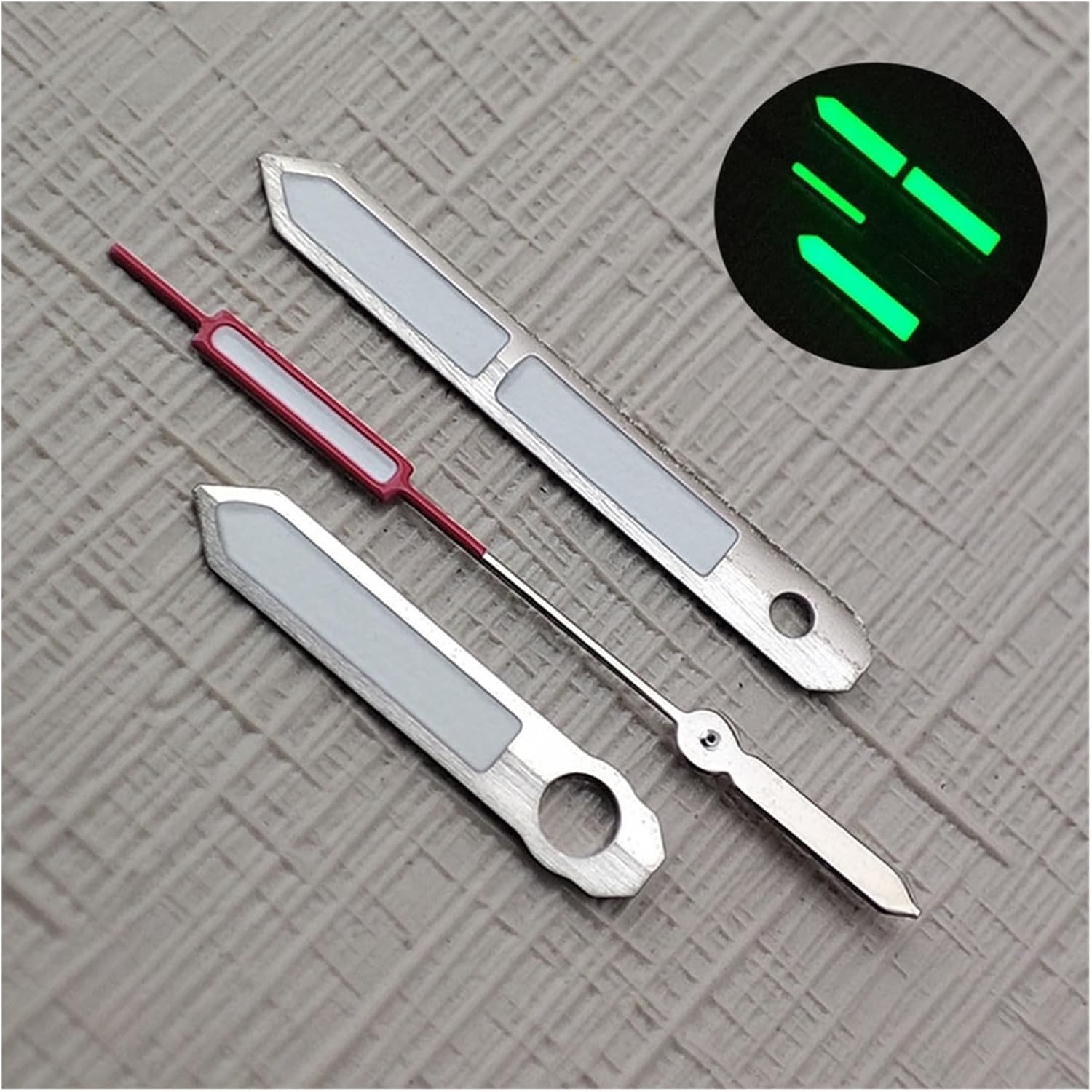 NH35 Hands Watch Pin Red Silver Color Green Luminous Suitable for NH36 4R 7S Movement