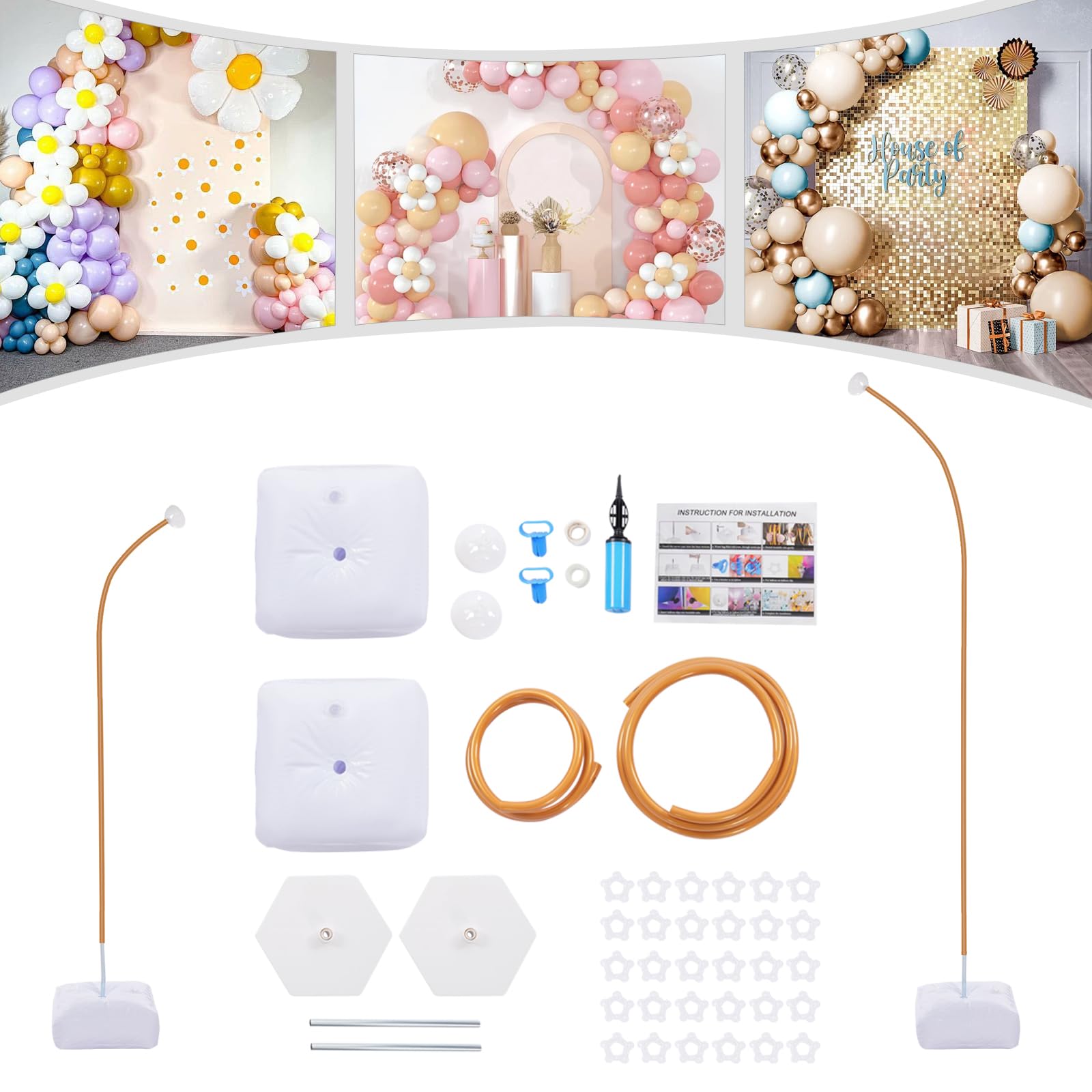 Set di supporto pieghevole per palloncini, 1,5 m, supporto per palloncini regolabile, per compleanno, laurea, anniversario, matrimonio