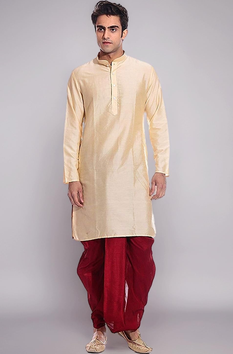 Men Dupion Silk Readymade Dhoti Kurta Set