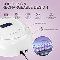 Vista 3 de Lámpara de uñas LED UV inalámbrica, secadora de uñas recargable de 60 W, luz de curado de esmalte de uñas para manicura con sensor automático y 4
