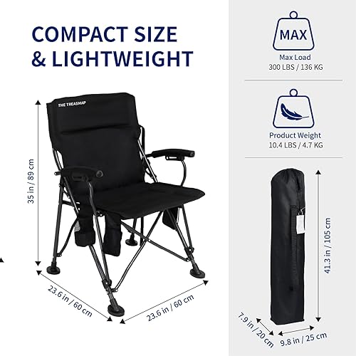 Miniatura 2 de Sillas de campamento con calefacción plegables para adultos silla plegable de gran tamaño para exteriores con portavasos - Silla portátil de