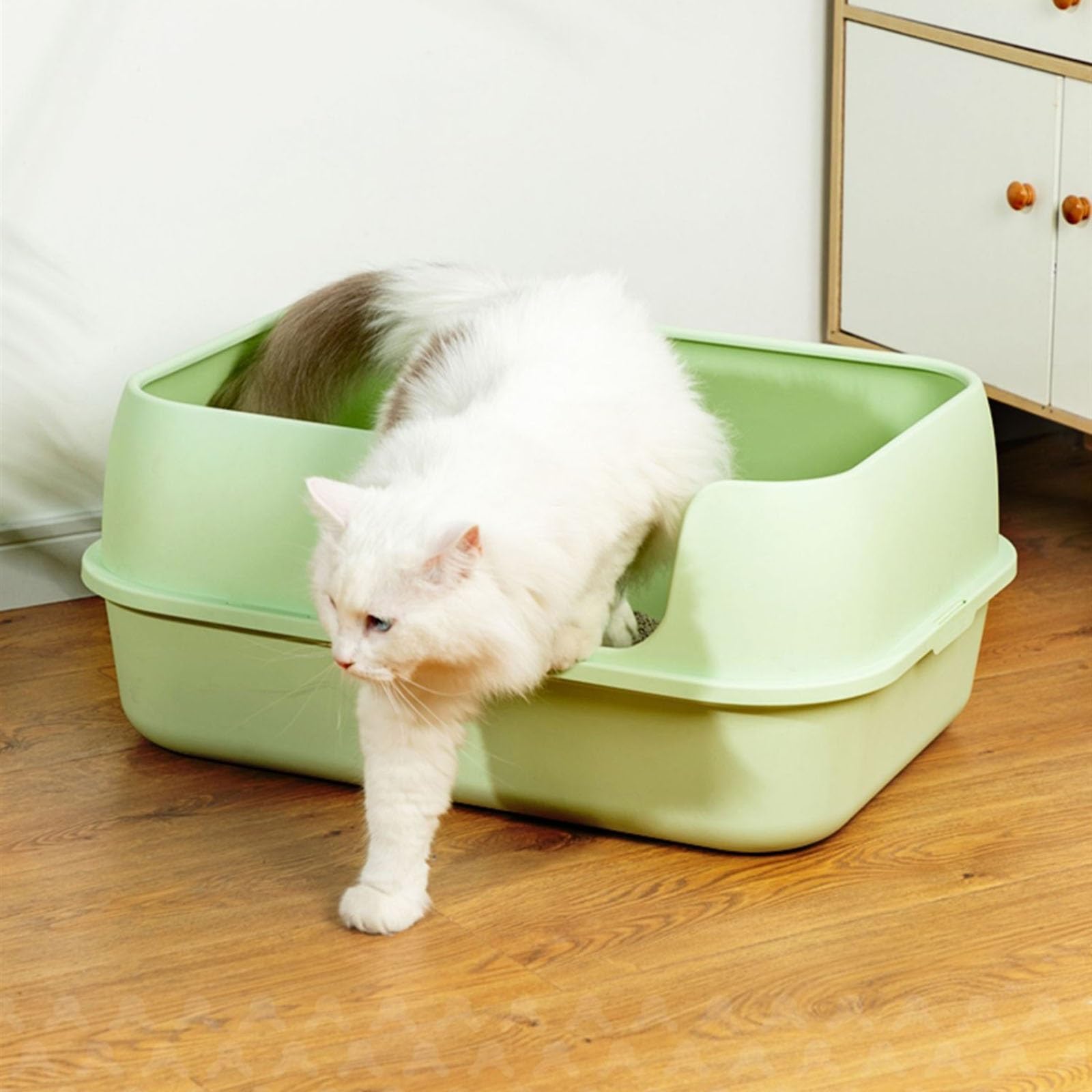 Katzentoilette, halbgeschlossene Katzentoilette, hochseitige Katzentoilette für große Katzen, halbgeschlossenes abnehmbares Katzenreinigungsbecken, Kätzchen-Toilette für Kleintiere/Kaninchen