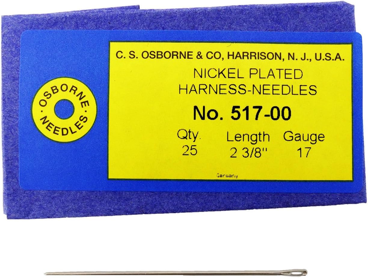 C.S. Osborne Pack of 25 Harness Needles #517 (517-00) Size 00 Made in USA