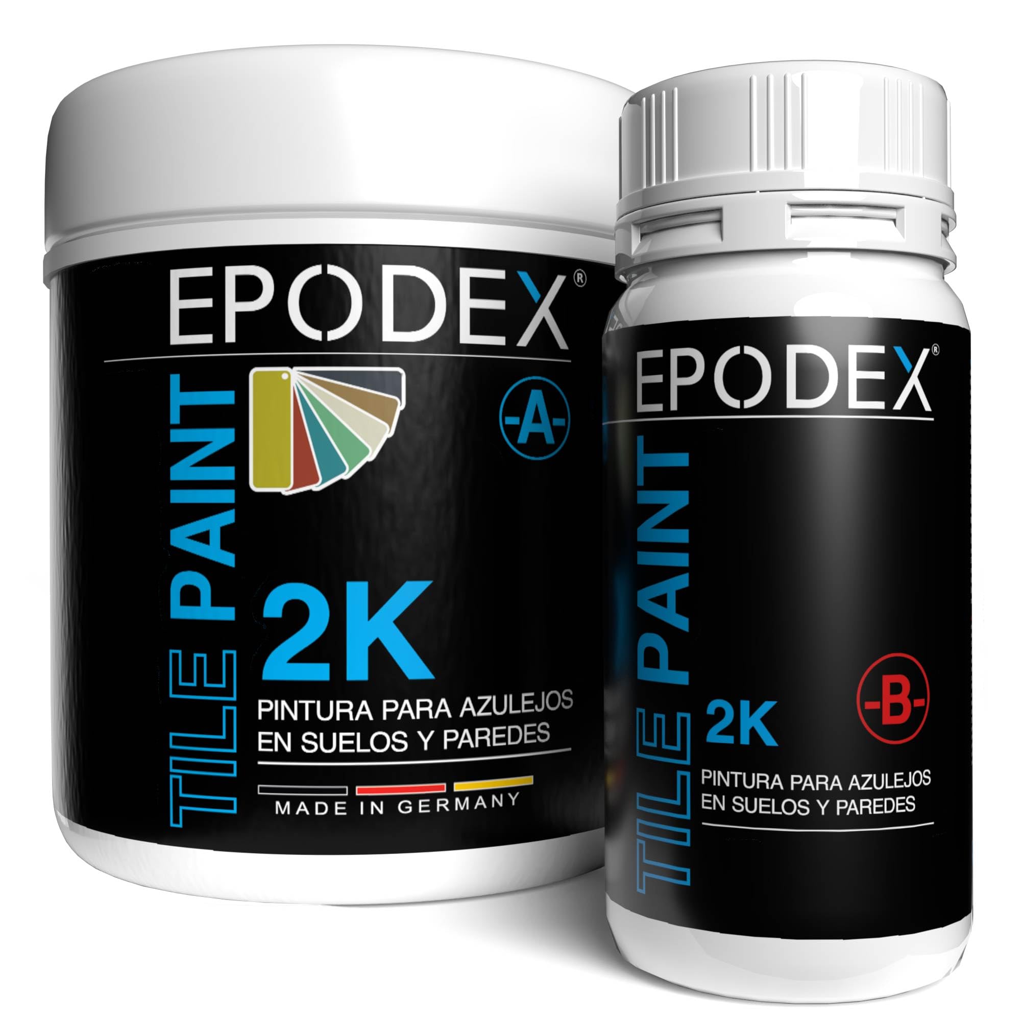 EPODEX Pintura para azulejos 2K, Pintura azulejos baño, cocina y más, Resistente al agua y abrasión, Apta para suelos y paredes, 1,8kg (7m² con 2 capas) - Peach - Pastel | Pintura de alta calidad para azulejos de pared y suelo, resistente al agua y a la a