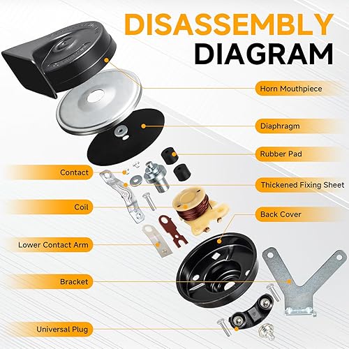 Vista 56 de FARBIN Bocina de coche compatible con Toyota/Lexus/Subaru, etc. Bocina de caracol eléctrica de tono alto y bajo de 12 V con parrilla protectora