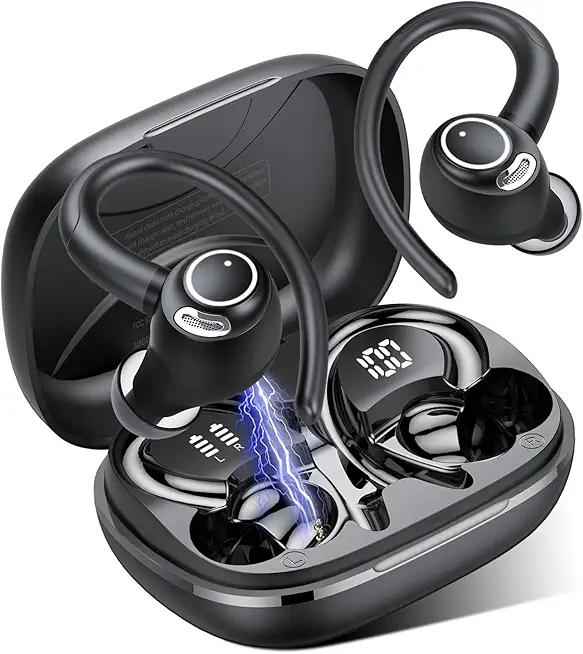 Jesebang Bluetooth Kopfhörer Sport, in Ear Kopfhörer Kabellos Bluetooth 5.3 mit HD Mic, Herausragender Sound, 40 Std Spielzeit, Comfort Fit, Dual LED-Anzeige, IP7 Wasserdicht Ohrhörer mit Ohrhaken