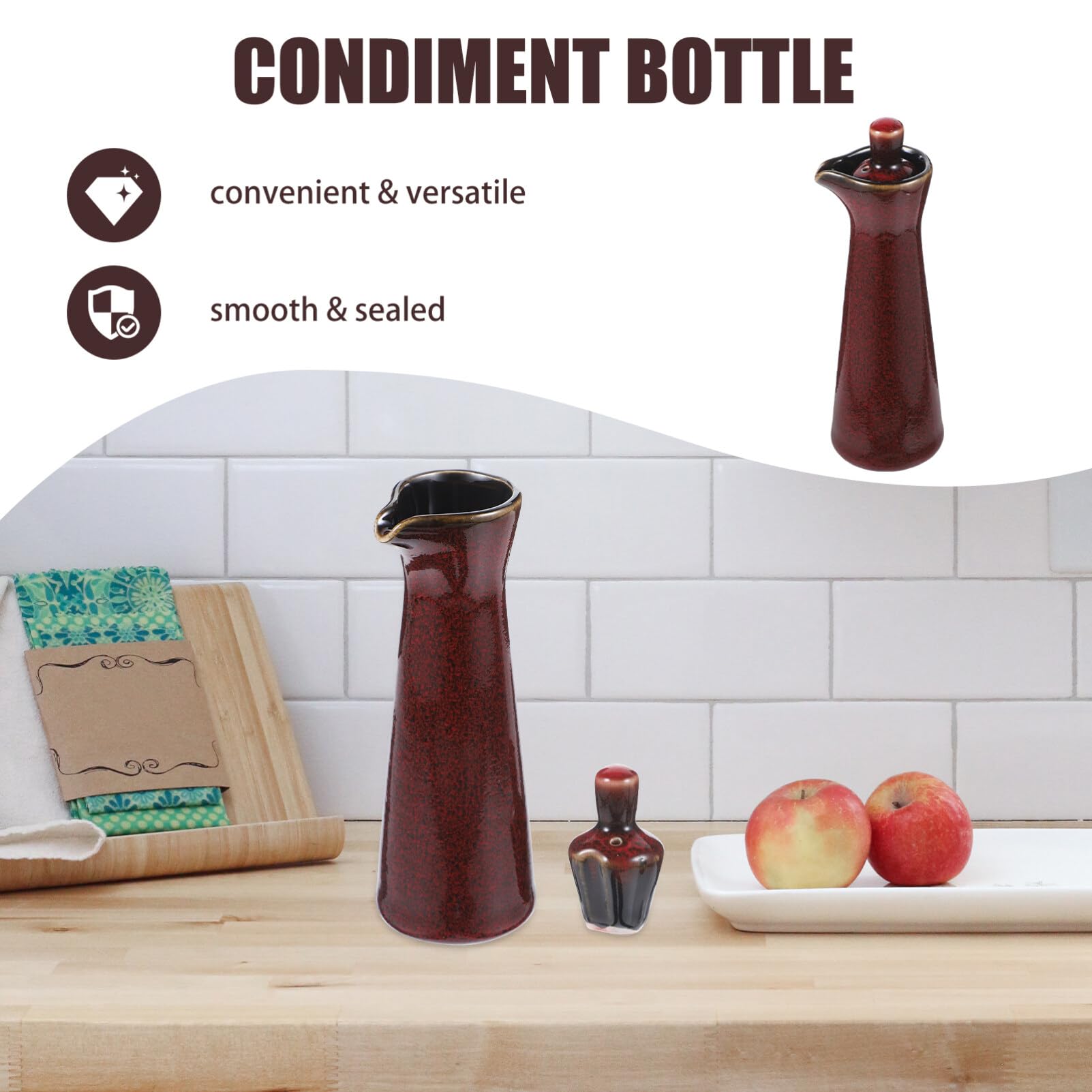 DECHOUS Bottiglia per Salsa di Soia Aceto e Olio Bottiglia in Ceramica per Condimenti da Cucina Facile da Pulire e Riporre
