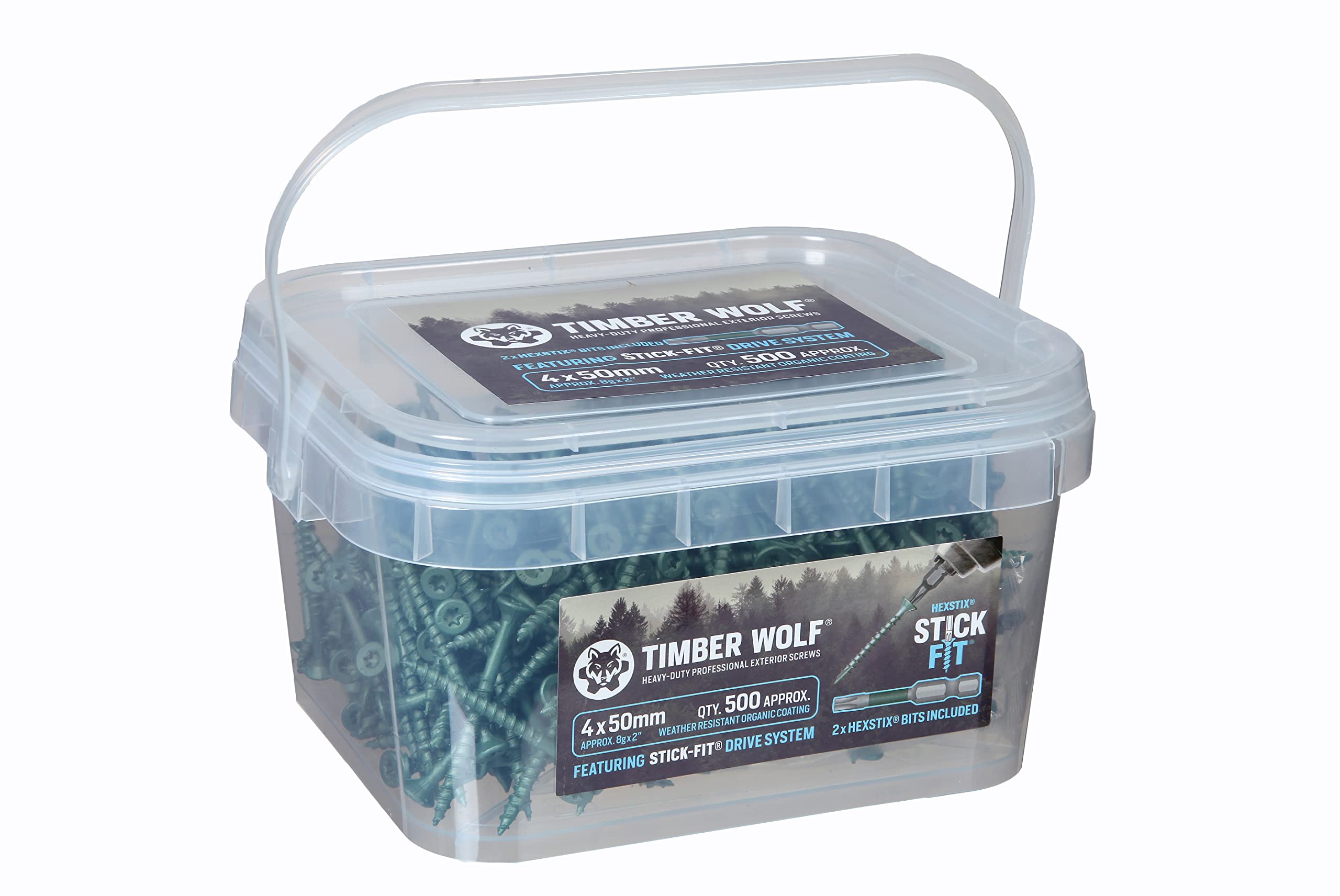 Timber Wolf Green Exterior Woodscrews - 4.0 X 50Mm - Tub Of 500,