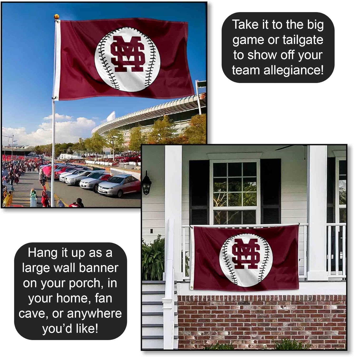 Mississippi State Bulldogs Baseball Logo Flag