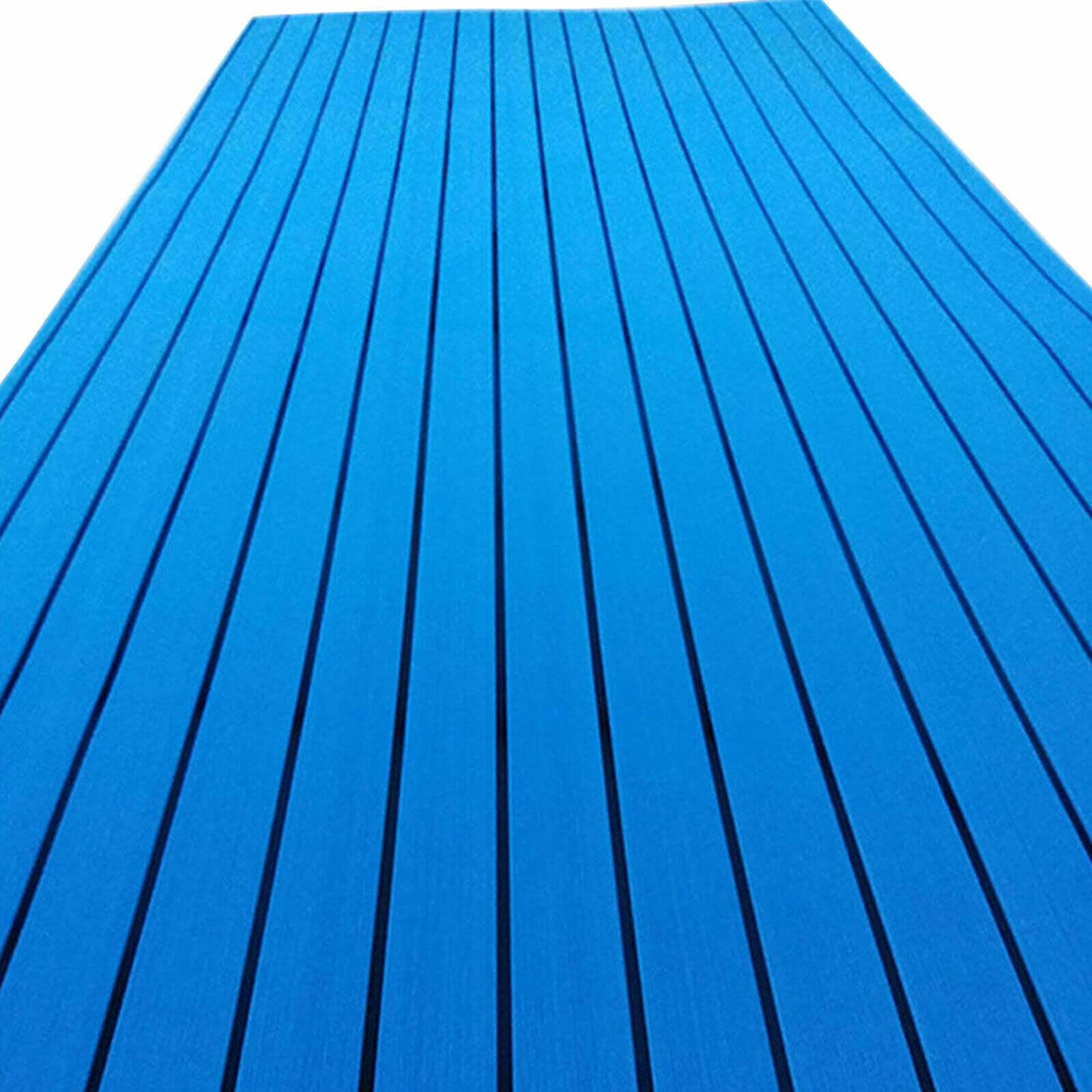 Eva - Pavimentazione in schiuma antiscivolo in teak, autoadesiva, per yacht barca, 94 "x 35,4" (blu con linee nere)