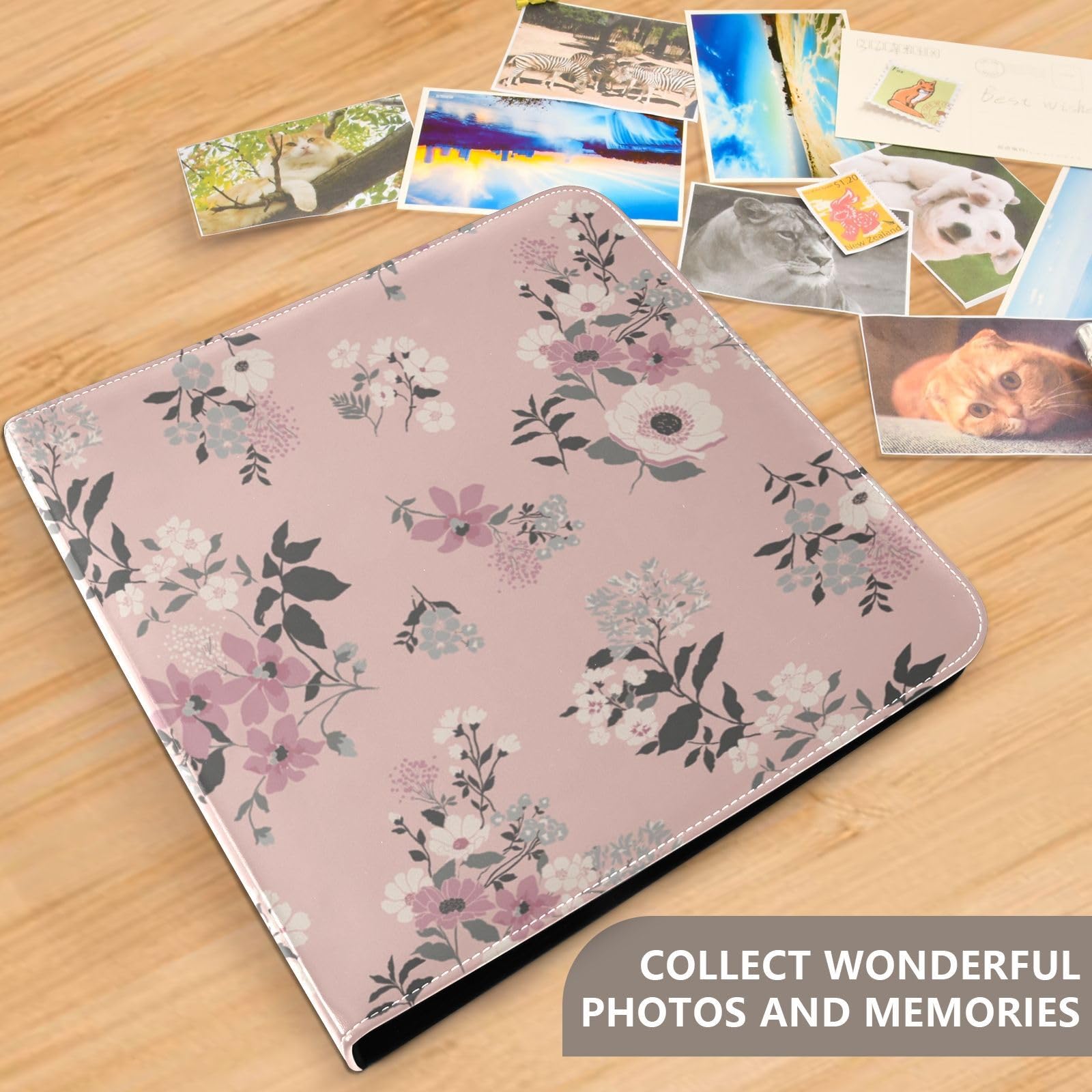 Fotoalben Blumenmuster Bilderbuch für Fotos College Fotoalbum Selbstklebend Bilderalben 4x6