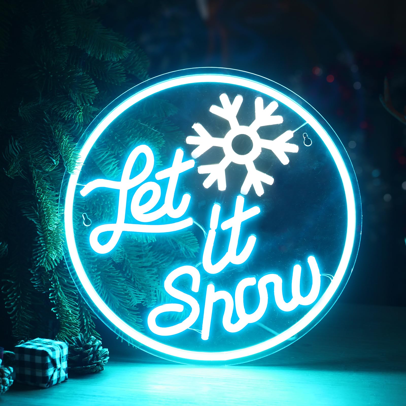 Xuhal Snowflake Neon Sign, Christmas Neon Sign, Christmas Signs Christmas Decorations Light up Room Sign LED Neon Sign Light USB Wall Bar Living Room Decor for Winter Party Home Bedroom Office Table — image 1
