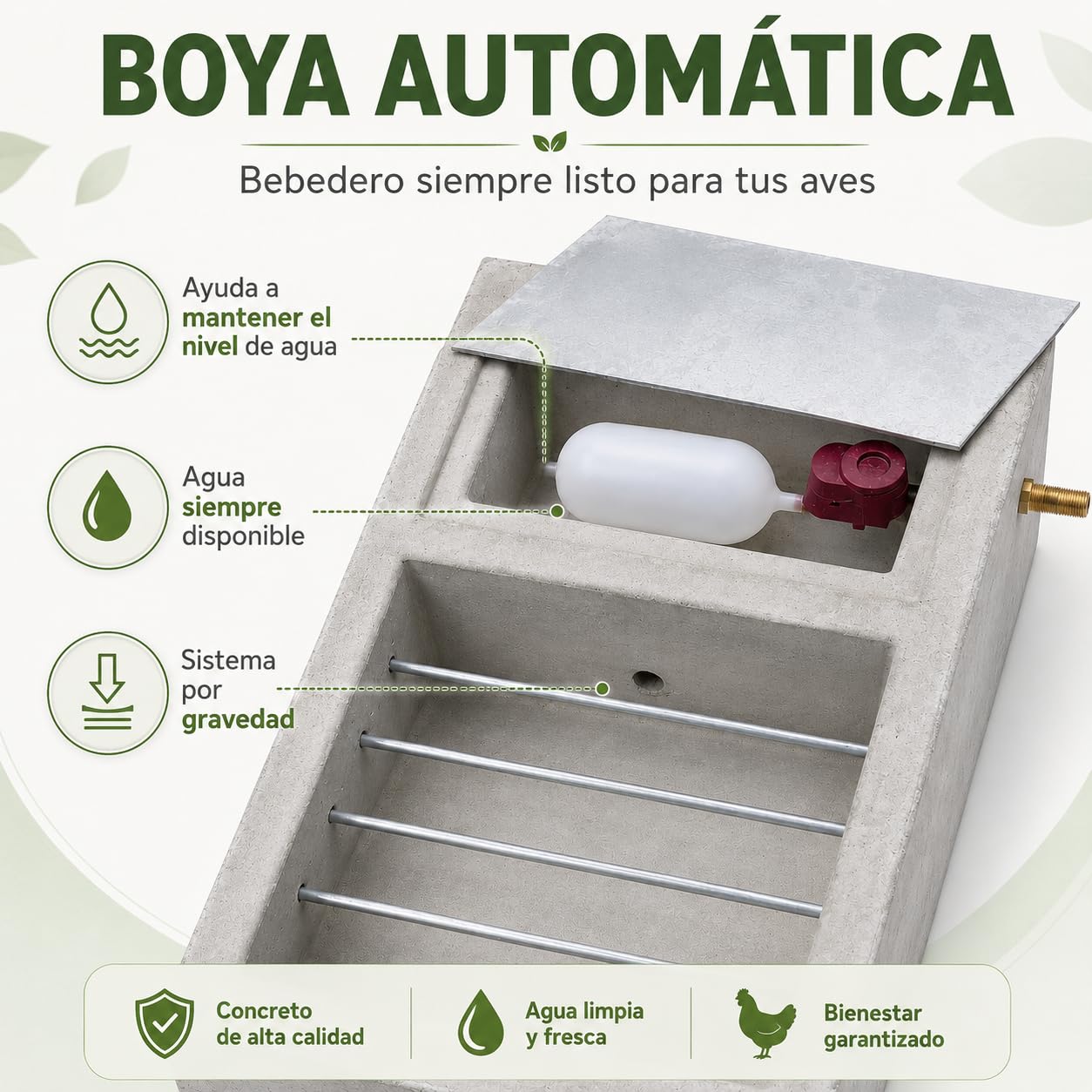 Comedero y Bebedero para Aves de Hormigón | Anti Vuelcos y Derrames | Exterior Resistente | para Gallinas, Palomas y Aves | Vegara Stone 40x25 cm