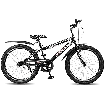 Vaux Excel 24t Cycle for Boys & Girls with V-Brakes, Single Speed MTB Cycle with Hi-Ten Steel Frame, Alloy Rims,24x2.40inch Ralson Tyre, Bicycle for Boys 10 to 15 Years & Ideal Height 4ft+ (Black)