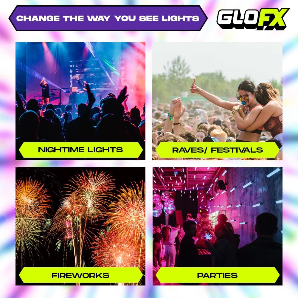 Paper Cardboard Diffraction Glasses - Great for Christmas Lights, Parties, Raves, Music Festivals, Light Shows, Fireworks