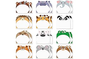 Yinder 24 Pads Cute Cartoon Sticky Note Pads - Safari Animals