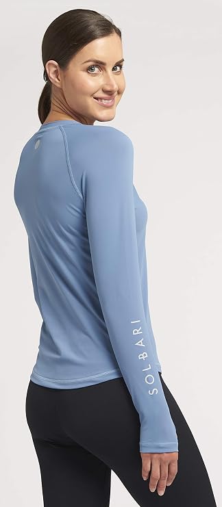 Solbari UPF 50+ Women's Long Sleeve Rashguard Aqua Sport Collection | Lightweight, breathable rash guard with chlorine-resistant fabric for swimming, beach days and water sports