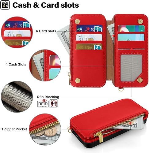 Miniatura 9 de Antsturdy Funda tipo cartera desmontable 2 en 1 para iPhone 14 Pro Max con MagSafe, bloqueo RFID, carga magnética, inalámbrica, funda de piel