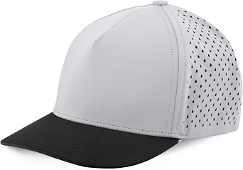 Billest Gilbert Youth 5Panel Snapback Hat Adjustable Flat Bill Cap for Kids Ages 412 | Breathable LaserCut Mesh Side Light Grey/Black