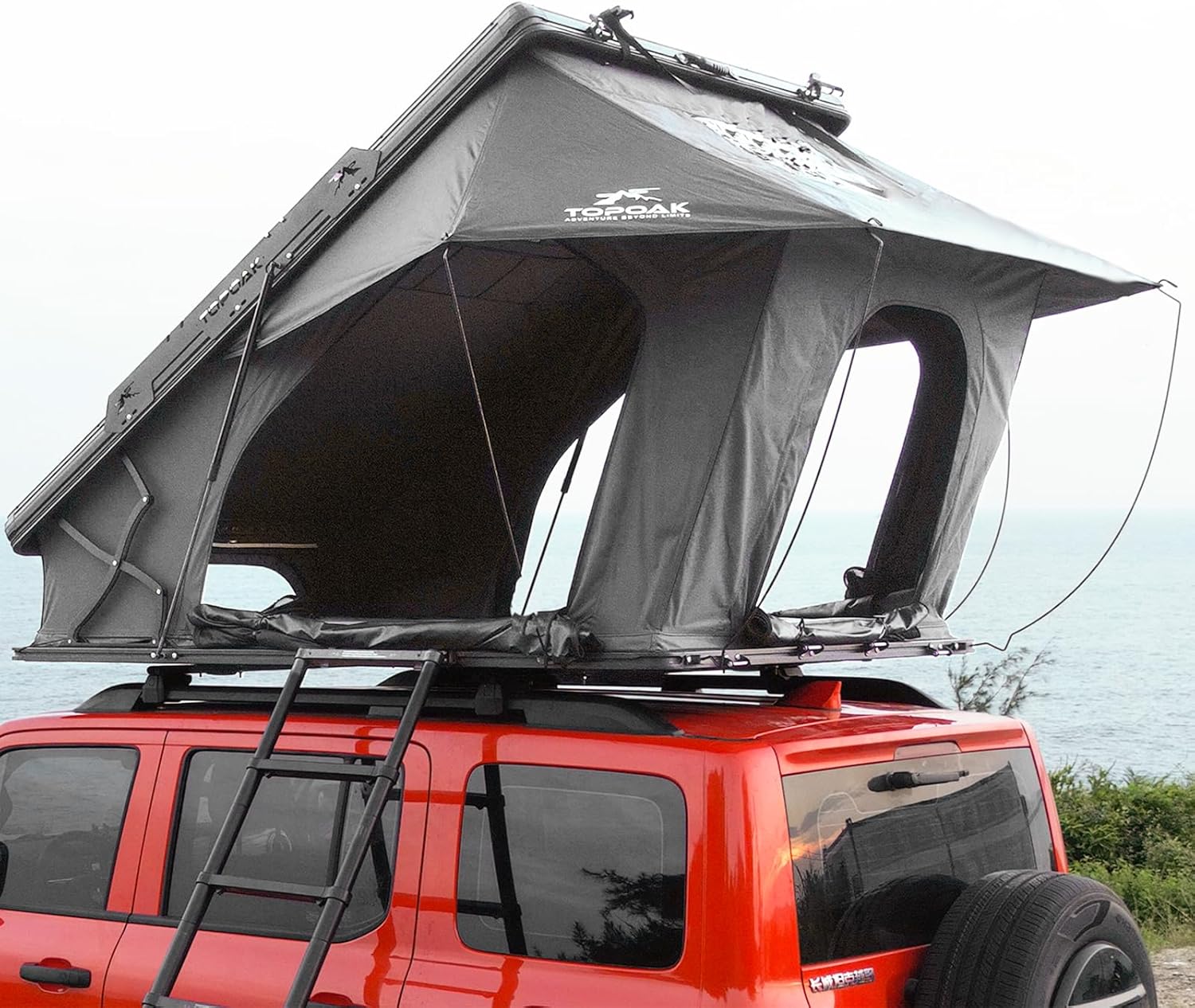 Rooftop Tent Hard Shell,Car SUV Waterproof,Aluminium Alloy RTT Easy Setup,Car Truck Bed Tent for Camping,Car Roof Top Tent Black-Topoak Nebula XL