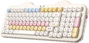 YUNZII C98 Wireless Mechanical Keyboard with Number Pad,98 Key BT5.0/2.4G/USB-C Hot Swap Gasket Mount with PBT MOA Keycaps,Custom RGB,Cute Cake Keyboard for Win/Mac (Beige, Milk V2 Linear Switch)