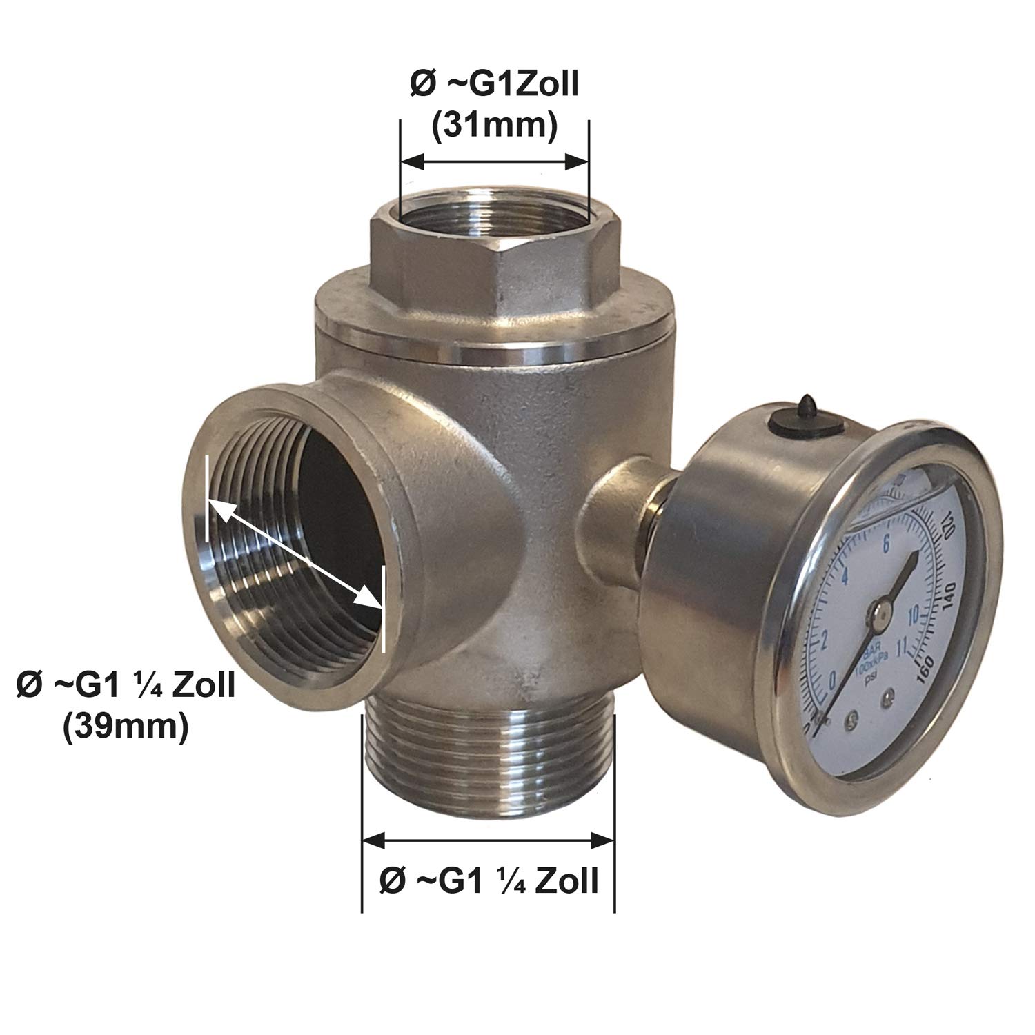 FUR INVERTER PUMPENSTEUERUNG 5 Wege Adapter mit integriertem Rückschlagventil, INVERTER PUMPE DRUCKSCHALTER Druckwächter Durchflusswächter (Set 5 Wege Adapter 1,25 Zoll)