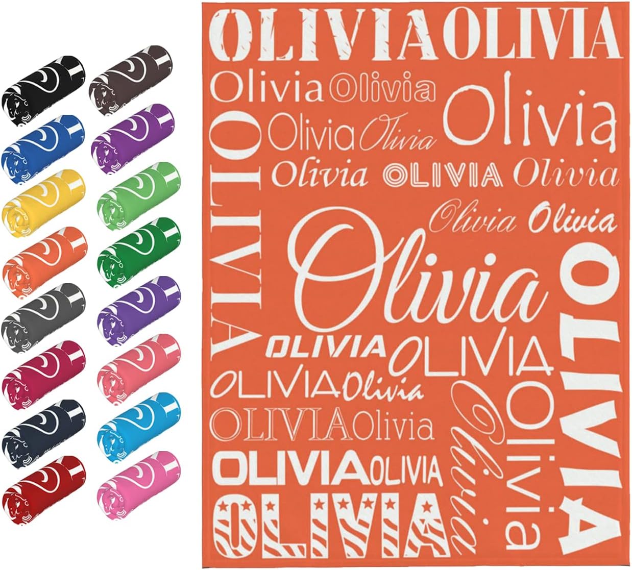 Personalized Name Blankets Custom Baby Blanket with Name Blankets Customized Baby Blankets for Girls Boys Birthday Blanket (Orange,50"×60")