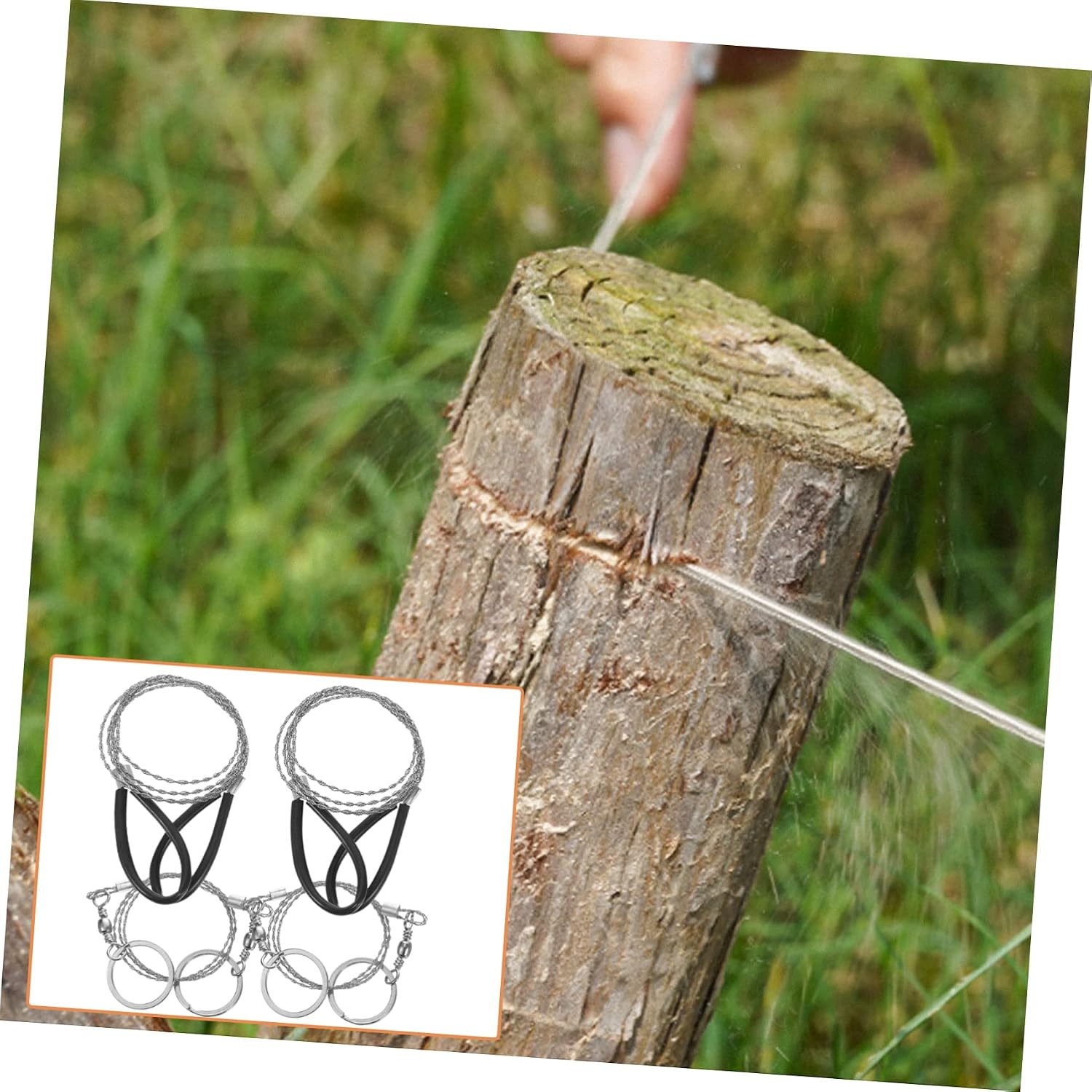 Luxshiny 4Pcs Emergency Survival Wire Saw Compact Portable Cable Rope Saw with Finger Rings for Camping Hiking Tree Cutting and Outdoor Survival
