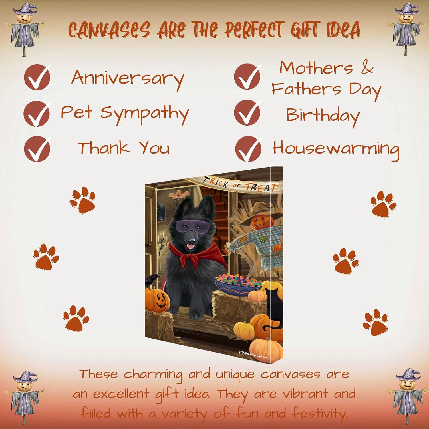Doggie of the Day Enter at Risk with Belgian Shepherd Dog Canvas Wall Art - Premium Quality Ready to Hang Room Decor - Flat Rolled 8" x 10"