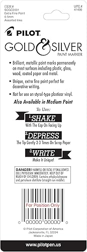 Miniatura 2 de Pilot marcador permanente metalizado, punta extra fina,, Dorado/Plateado