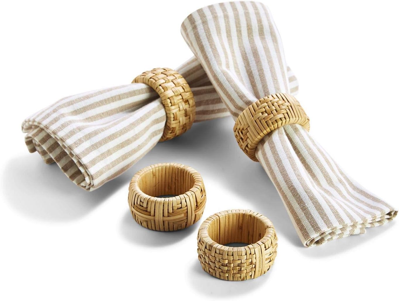 Two's Company 53149 Cane Napkin Ring Set of 4