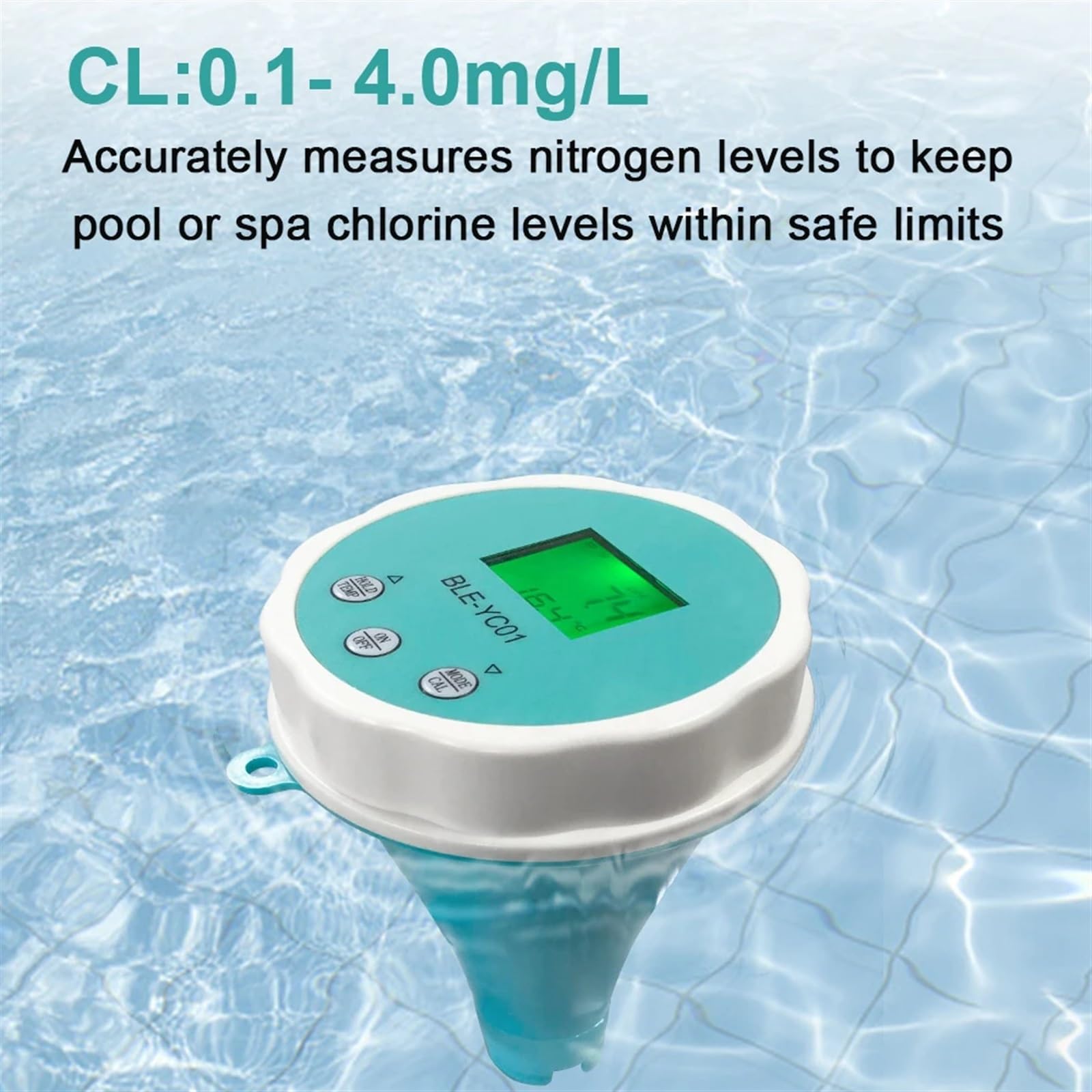 Rilevatore di qualità dell'acqua 6 in1 PH EC TDS ORP CL Calibrazione della temperatura Tester dell'acqua for cloro APP Monitor online for piscina,Giardino,Prato,Interno,Uso esterno