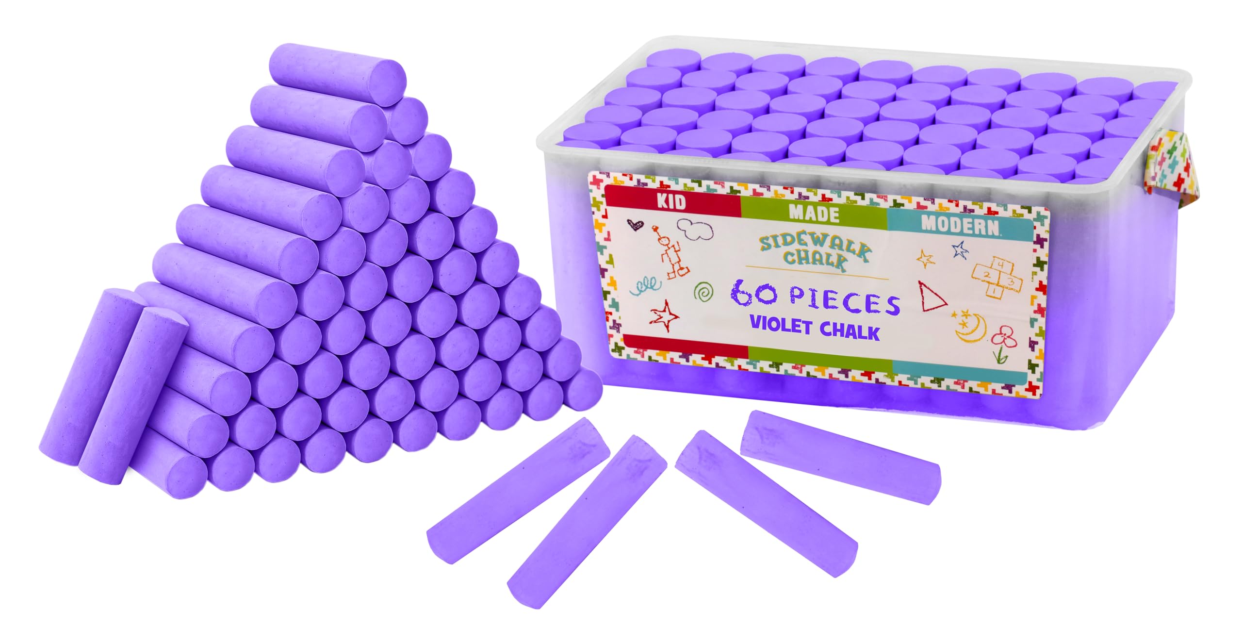 Kid Made Modern Confezione da 60 gessetti per marciapiede – Viola