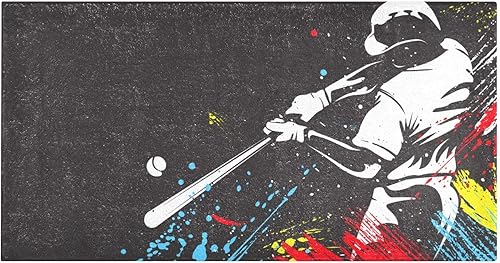 Alfombras de baño de felpa de béisbol para baño, parte trasera de goma antideslizante, lavables, alfombras de baño absorbentes, 39 x 20 pulgadas disponible en Yaxa Peru