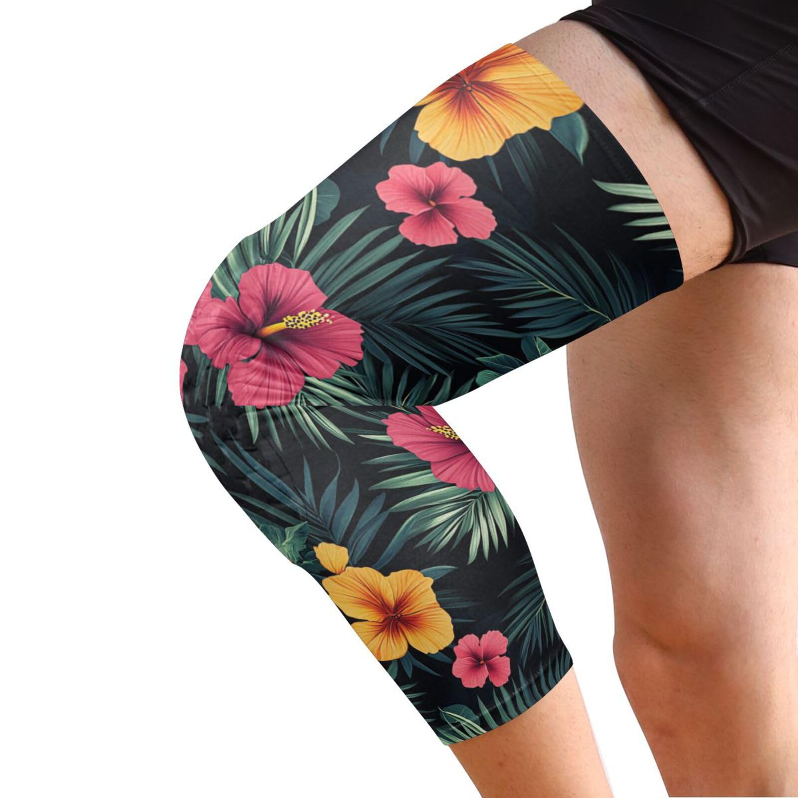 JUNZAN Tropical Pineapples Hibiscus Basketball Knee Pads for Youth Kids Wrestling Knee Pads with Sleeves Sport Kneepads for Volleyball Football