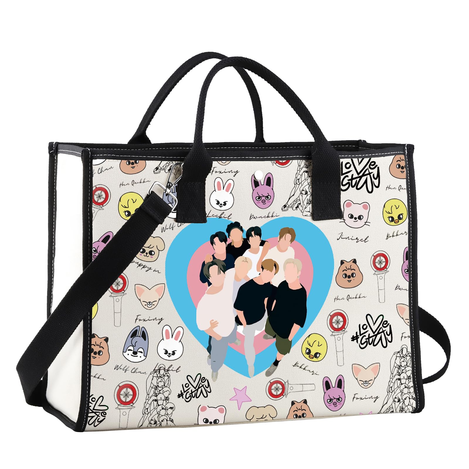 JNIAP K-Pop SKZ Tote Bag K-Pop SKZ Gifts K Pop Lover Gifts K-Pop Music Shoulder Bag SKZ Merchandise