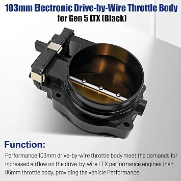 103mm Electronic Throttle Body with modified inlet compatible with Cadillac Escalade Sierra 1500 2500 3500 Tahoe 2014-2021 fits for LT1 LT4 6.2L