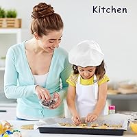 Vista 4 de Juego de delantal y gorro de chef para niños, 30 piezas, delantal para niños y niñas, con 2 bolsillos ajustables para cocinar, aula, hornear