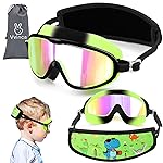 Vvinca Kids Swim Goggles for Age 2-8, Toddler Goggles with Fabric Strap Cover Wide View Anti-Fog/UV Protection No Leak Pain-Free Pool Glasses for Kids Girls Boys