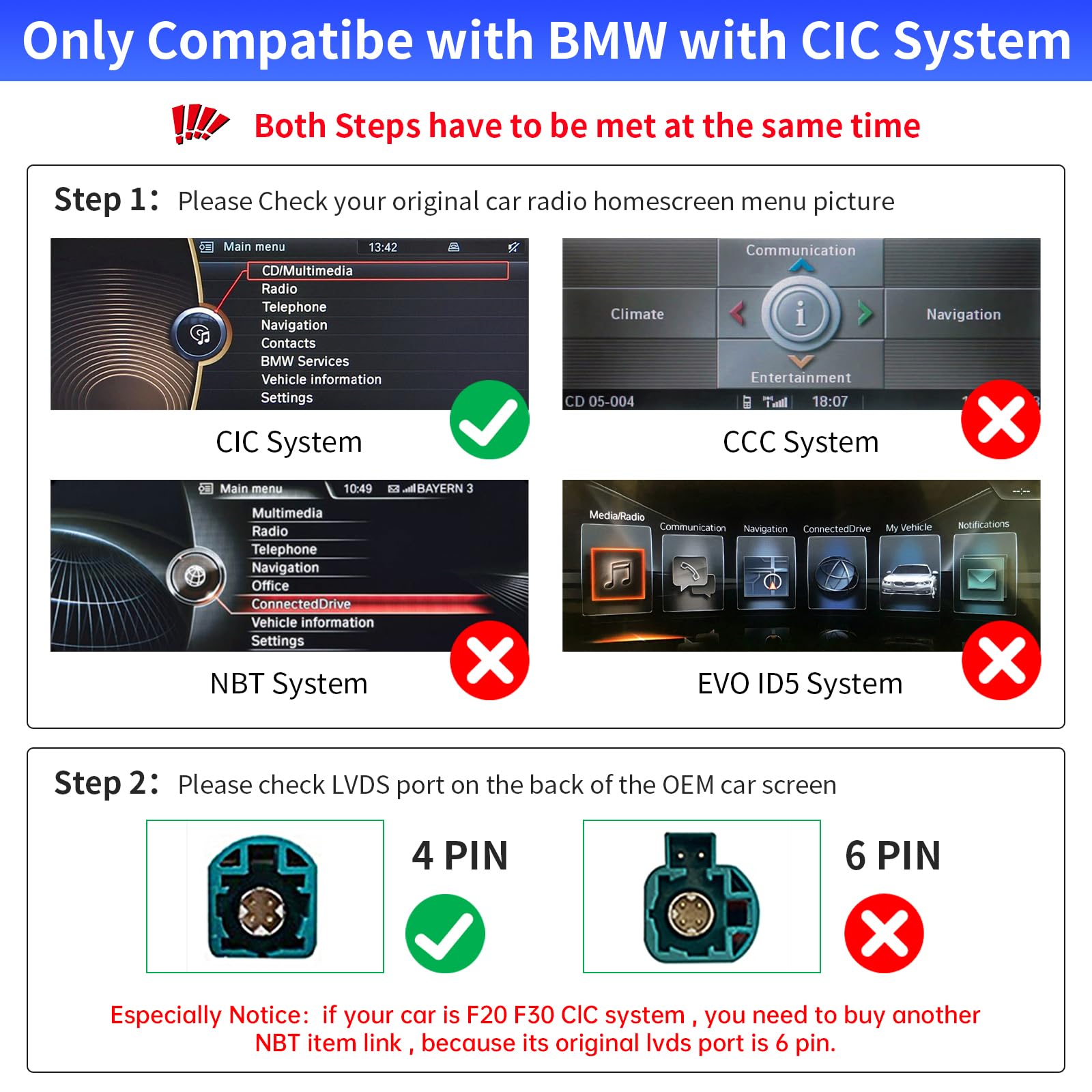 Road Top Module CarPlay sans Fil pour BMW avec CIC système | 1 3 5 6 7 série X1 X3 X5 X6 2008-2012 année, Android Auto sans Fil, Interface Décodeur CarPlay, MirrorLink, Navigation