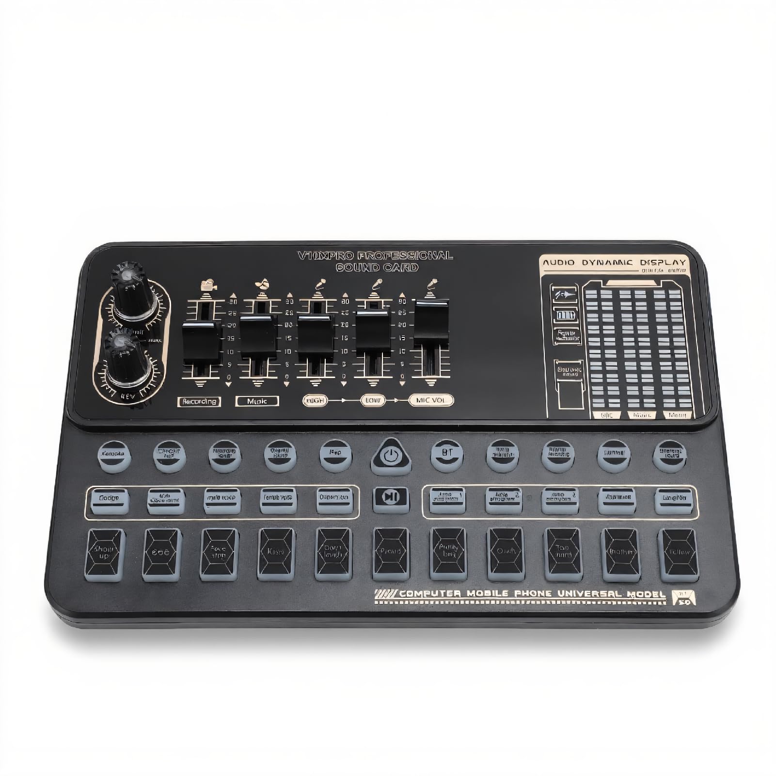 Live Sound Card, V10xpro Accompagnamento Bluetooth Smart Noise Riduzione Live Sound Card,16 Effetti Speciali, per la Casa, All'aperto