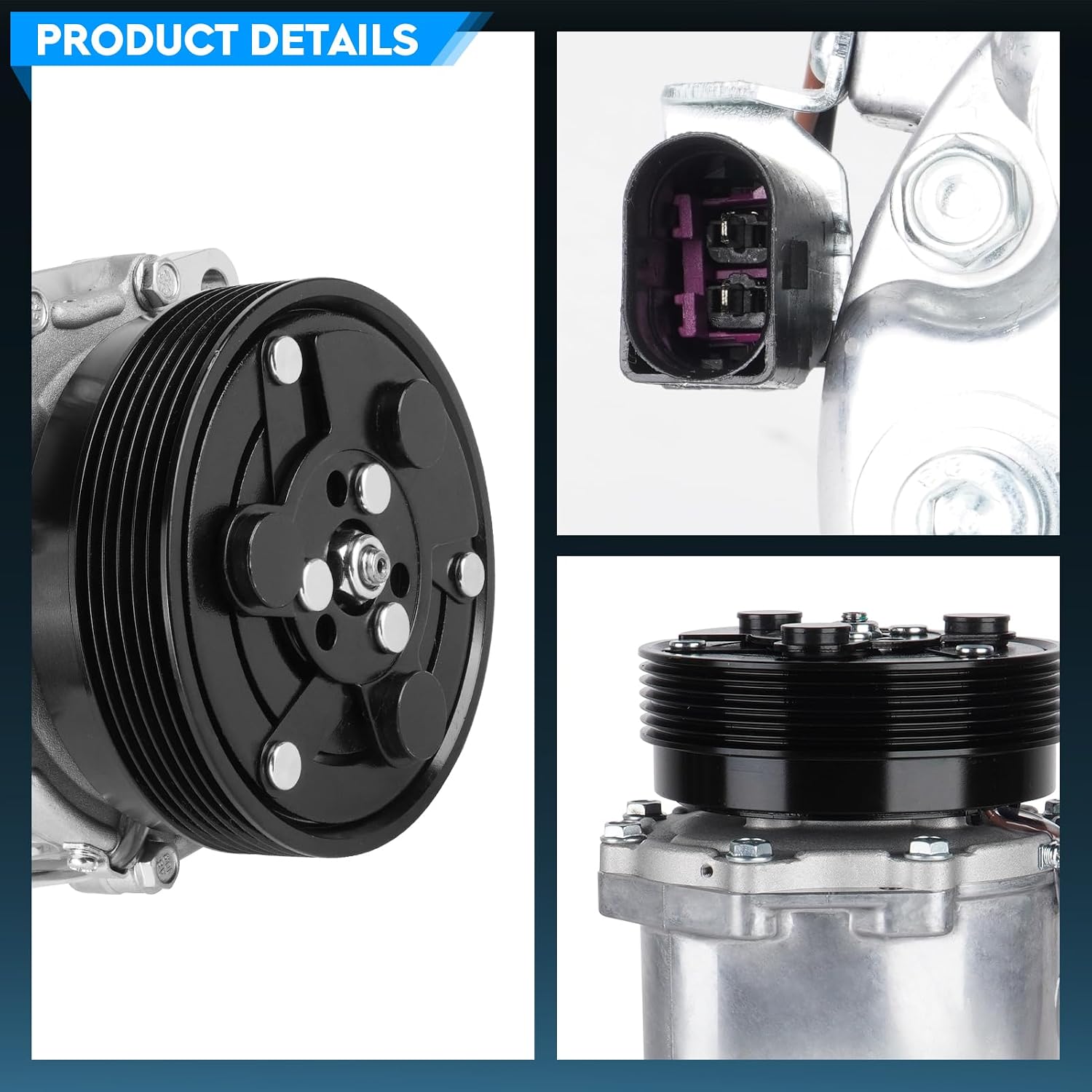 TadaMark Air Conditioner AC Compressor with Clutch Fit for Audi TT &TT Quattro 2000-2006, for VW for Beetle 1998-2006, for Golf 2002-2007, Jetta 2001-2005, for R32 2003, for Sharan 2002-2008