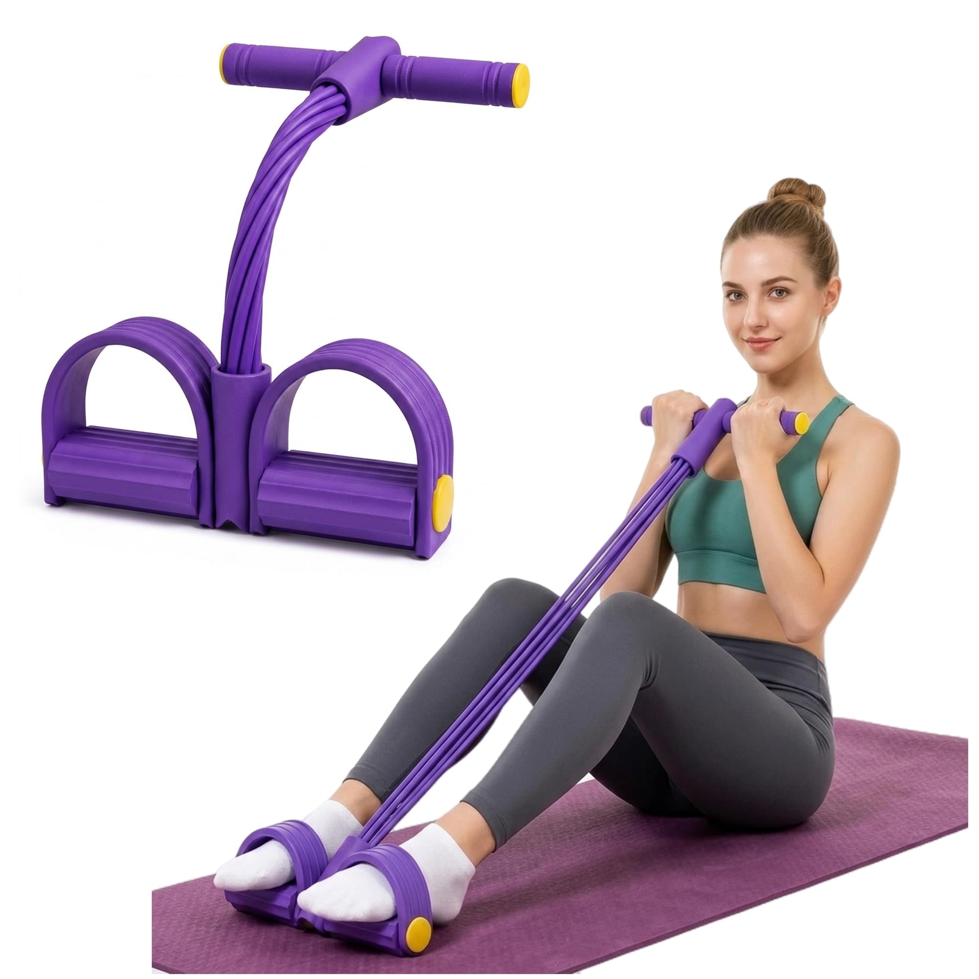 Pedal Resistance Band with Handle,4/6/8 Tubes Options,Soft Foot Straps